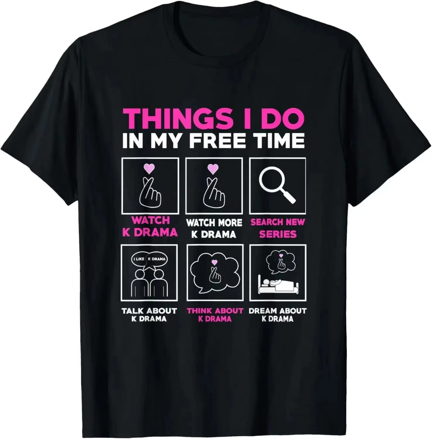 Eat Sleep K-Drama Repeat TV Korean Movie Television Hangul T-Shirt Women Clothing Kawaii Clothes Korean Camisetas