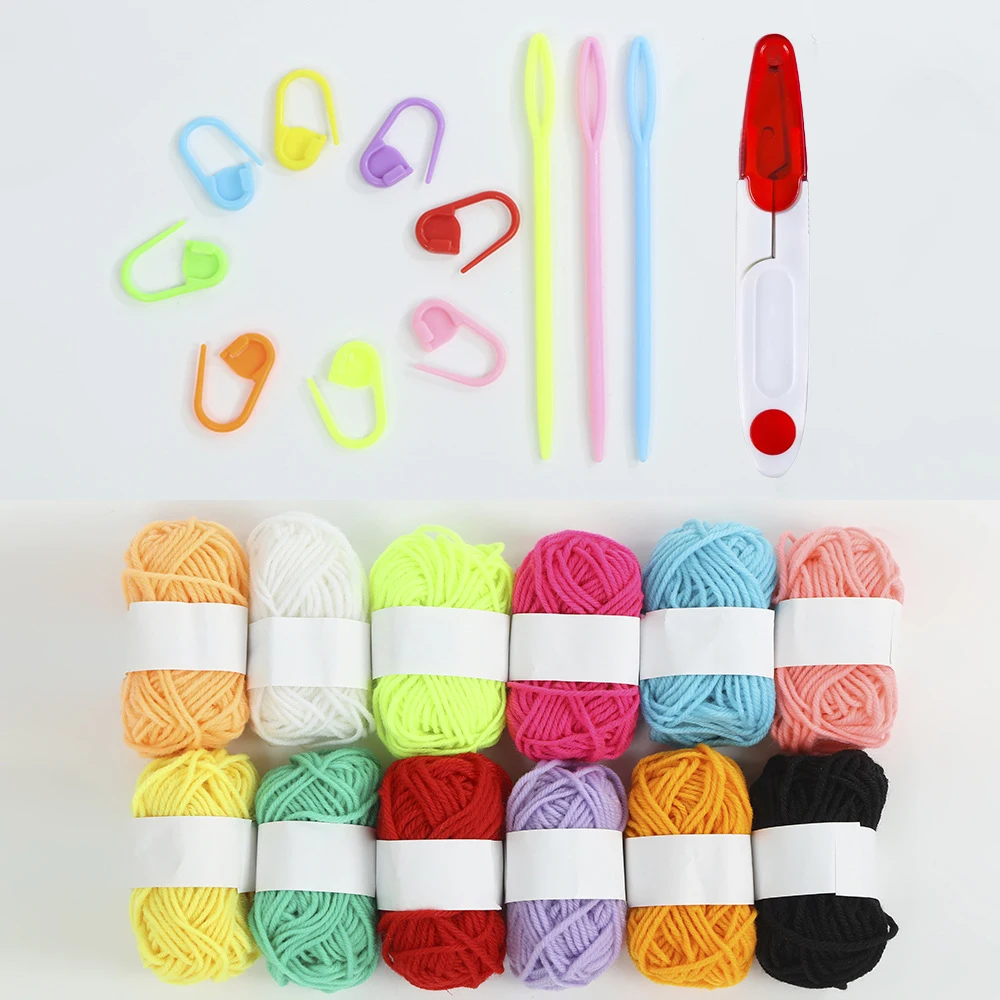 12 Farben, 10 g, Kinder-DIY-Strick-Häkelgarne, buntes Material für DIY-Handarbeiten, Nähen, Handarbeit, Anfänger mit Kunsthandwerk