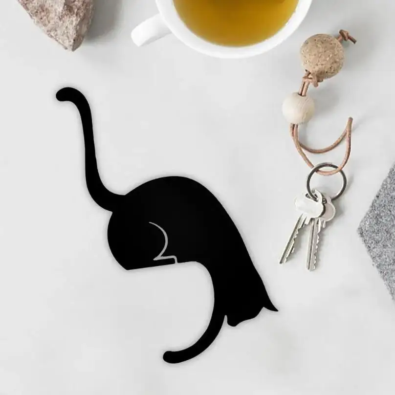 1 Pcs New Kitchen Wall Door Metal Hook Key Hanger Cat Tail Monkey Shaped Decor Holder Clothes Storage Rack Seamless Hook Tool