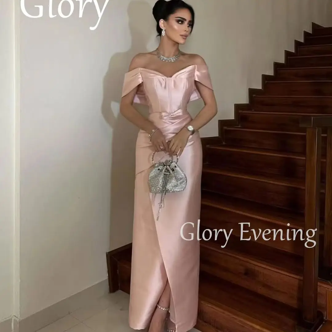 

Classic Short Sleeve Evening Dress Luxury Formal Off Shoulder Prom Gown Pleat Long Customized New 2025 Saudi Arabia Wedding
