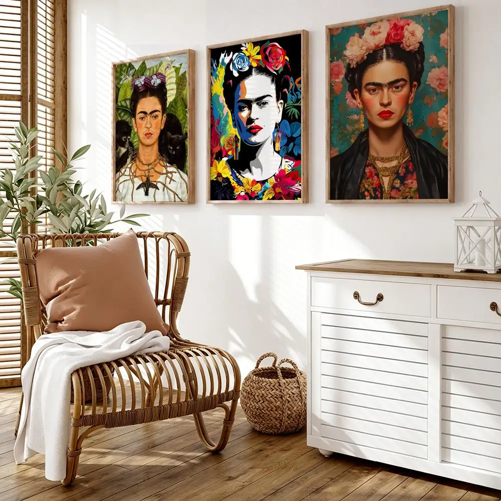F-Frida Kahlo Poster Wall Stickers HD Painting Self Adhesive Art Decals for Bedroom Living Room Home Decor