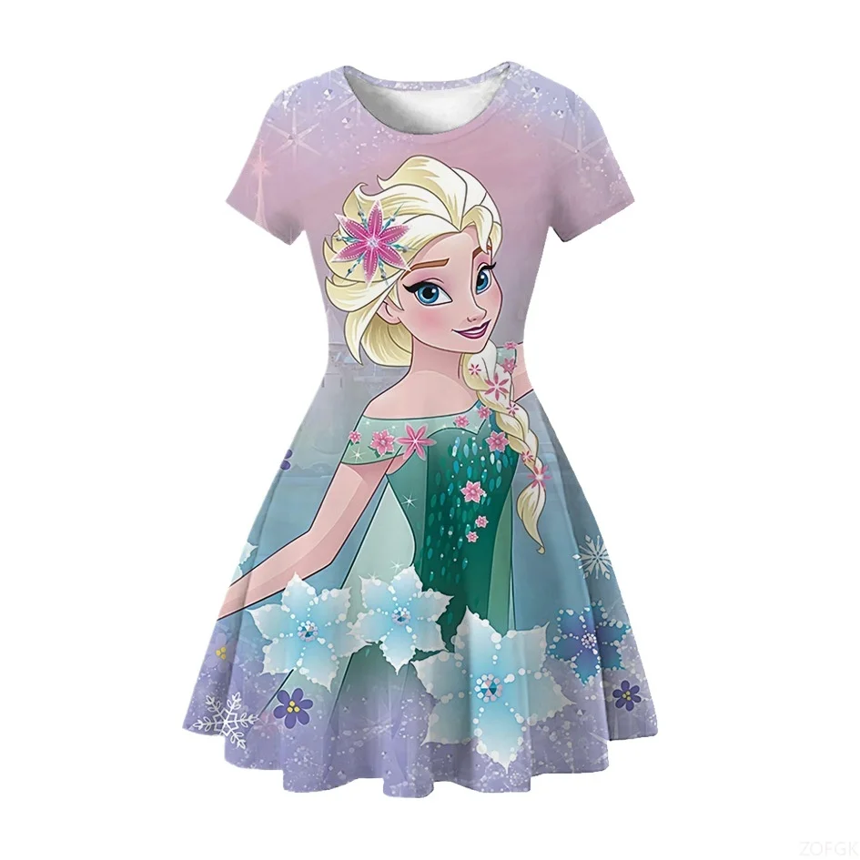 エルサ プリンセス サマー ミディアムロング ガールズドレス 漫画ドレス スイート ミディアムロング