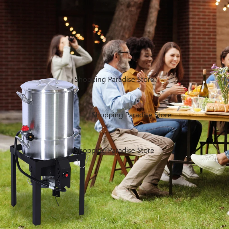 30QT Propane Turkey Fryer Set Silver Aluminum Pot for Outdoor Camping And Gathering with Friends Hot Sale