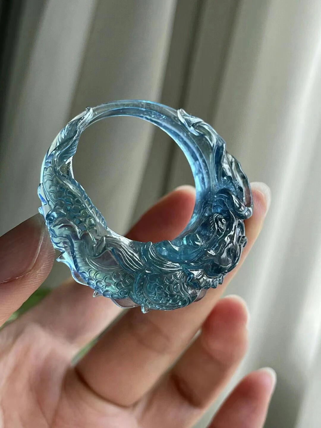 Natural Blue Aquamarine Pendant Dragon Aquamarine Brazil 46*46*12mm Women Fashion Jewelry AAAAAA