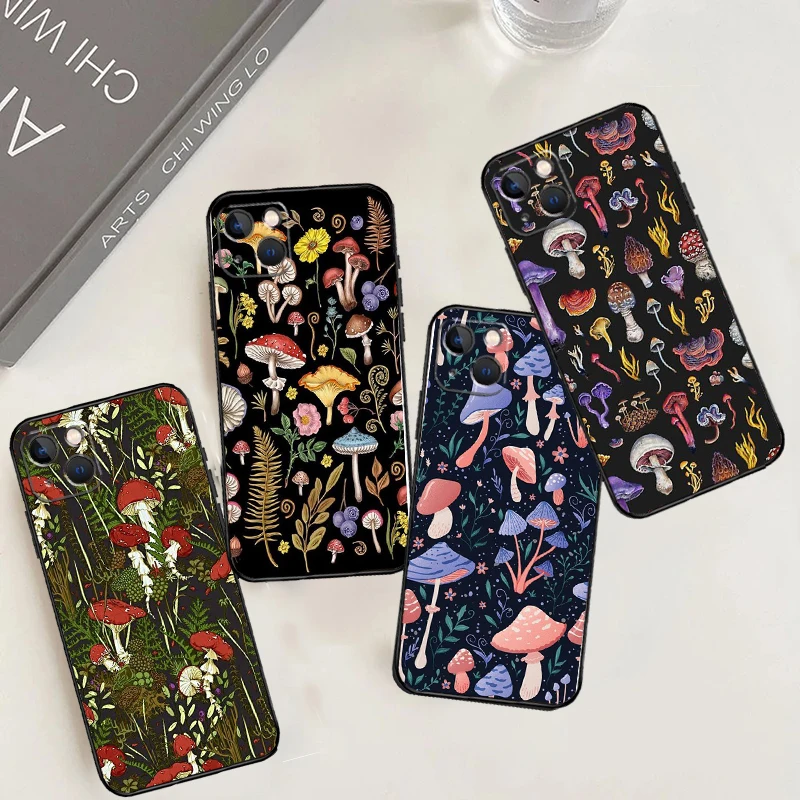 Trippy Mushroom Case For iPhone 11 12 13 14 15 16 Pro Max Plus 12 13 Mini X XR XS Max 7 8 Cover Coque