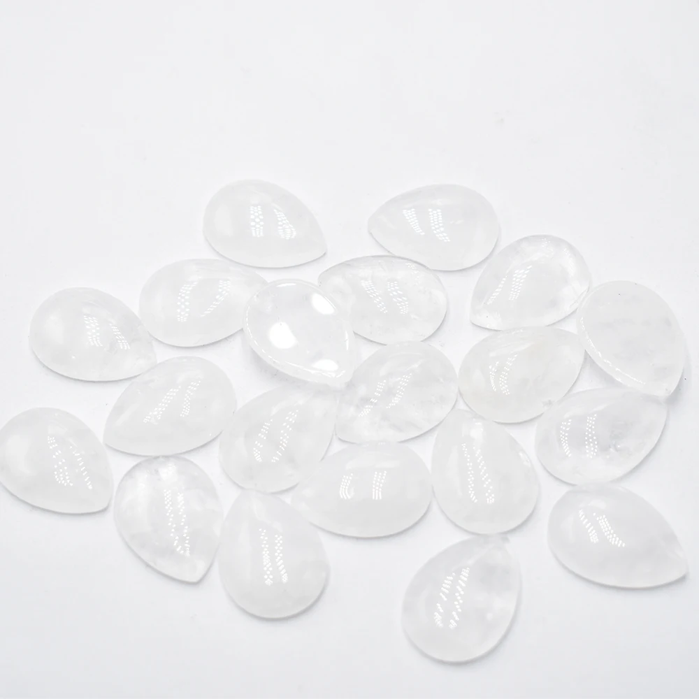Großhandel 20 Stück/Lot 25x18mm Naturstein weiße Kristall-Tropfenform CABOCHON-Perlen für die Herstellung von Schmuckzubehör Kostenloser Versand – Detail 2