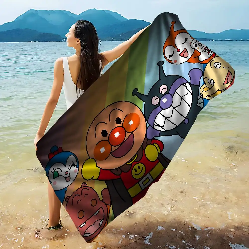 A-Anpanman Anime Microfiber Printed Beach Towel Mountain Climbing Yoga Beach Swimming Running Absorbent Soft Towel