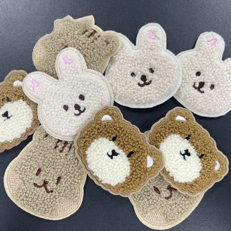 DIY Cloth Stick Towel Embroidery Decorative Patches For Clothing Kids Little Rabbit Bear Embroidery Patches Handmade Accessories