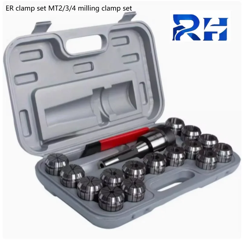 ER Spring Chuck Kit MT2/3/4 Suitable for CNC Milling Machine with Rose Cone Tool Holder Milling Chuck Kit Accuracy 0.008