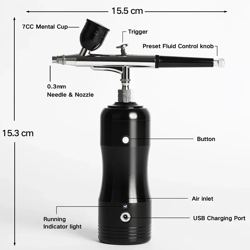 Sprayer Kit with Compressor Portable with Rope Sprayer Kit Rechargeable Dual-Acting Dual-Purpose Spray Pen