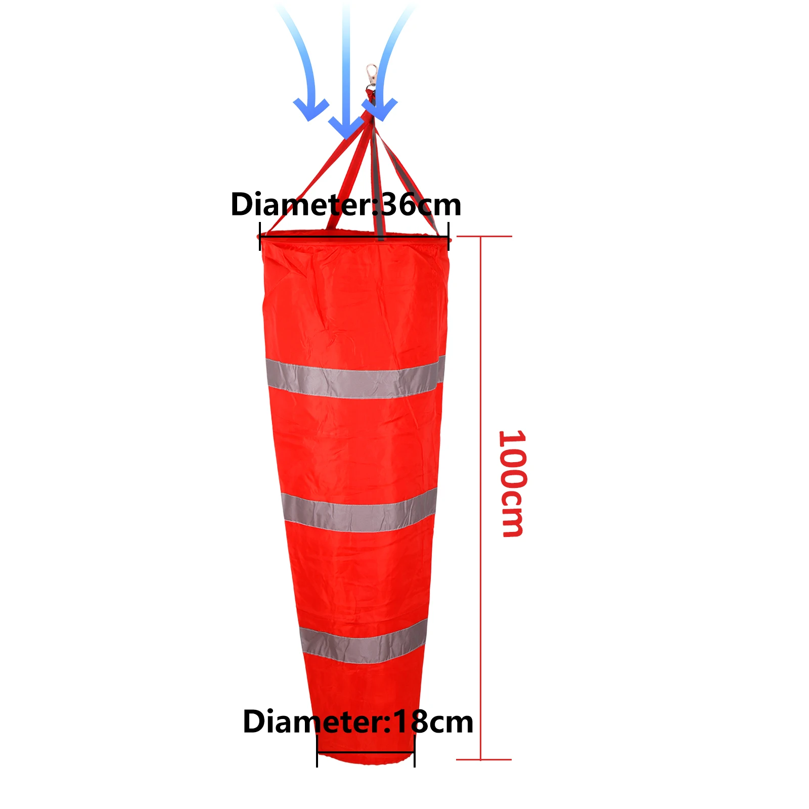 Manche à Vent Extérieur 60cm Avec Ceinture Réfléchissante - Indicateur Direction Vent Résistant