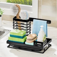 Kitchen Faucet Sponge Holder Dishwashing Brush and Scouring Pad Organizer Rag Rack Above-Sink Storage Rack