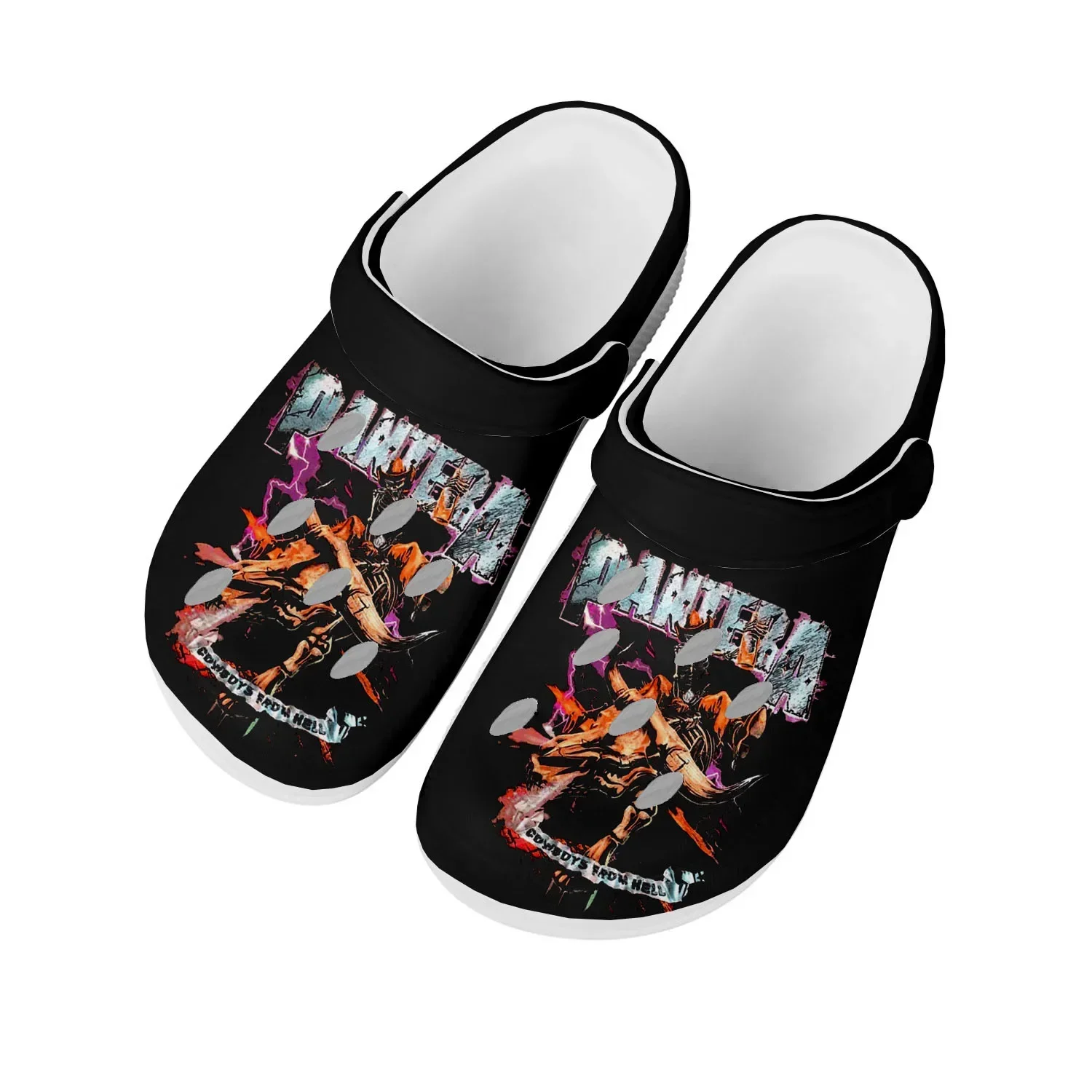 Pantera Metal Band Pop Home Clogs Custom Water Shoes Mens Womens Teenager Shoe Garden Clog Breathable Beach Hole Slippers White