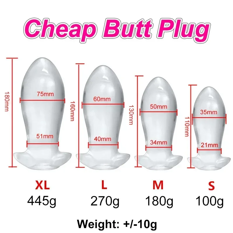 Transparent Huge Soft Anal Plug Big Butt Sex Toys for Men Women 18 Gay Masturbation Prostate Stimulation Massager Thick Expander