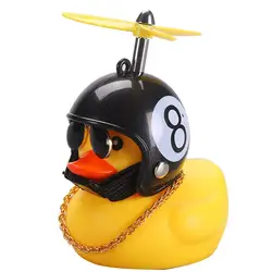 Jouet de canard en caoutchouc de voiture avec casque, décorations de planche Prada, ornement de canard jaune avec collier à hélice