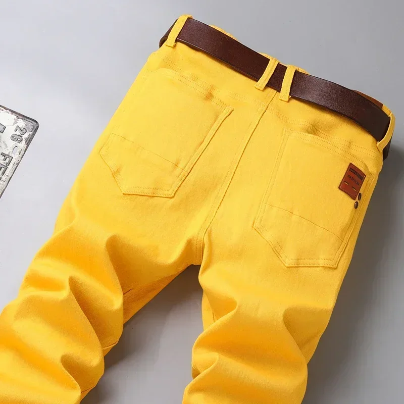 6 Colors New Jeans Men's Stretch Cotton Denim Pants Classic Straight Fashion Fit Autumn Business Casual Trousers Man Clothes
