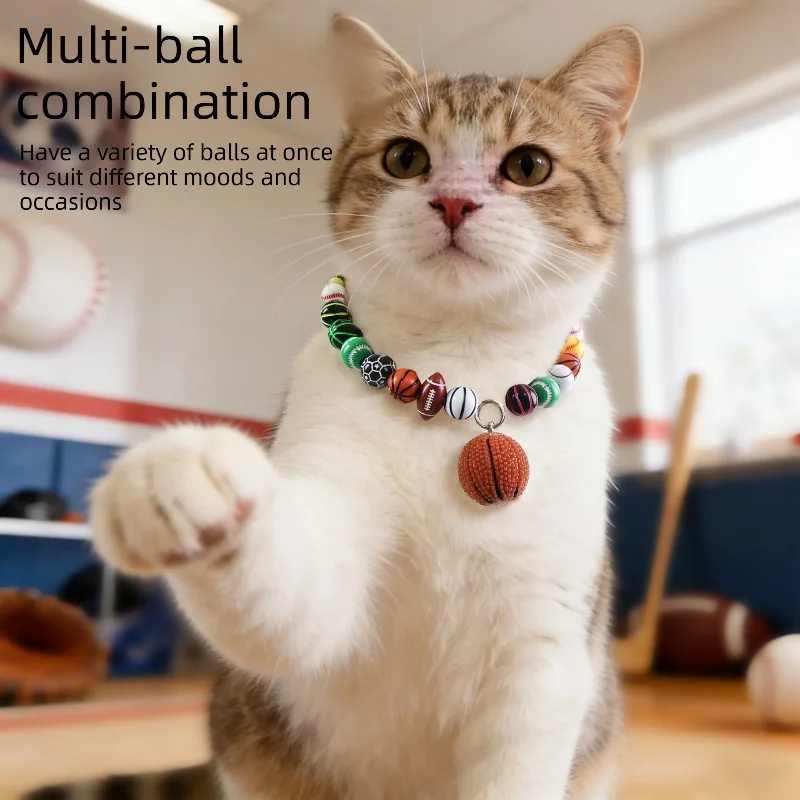 Soccer Pet Necklace Dog Cat Collar Adjustable Sports Ball Pendant Basketball Accessory for Small Medium Dogs Cats Pet Supplies view 2