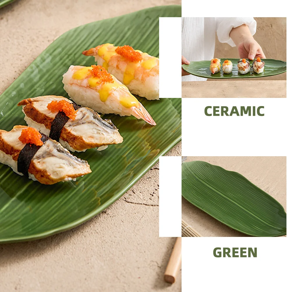 

Sushi Serving Plate Japanese Ceramic Leaf Style Dish for Appetizers Desserts Cold Dishes Family Party Restaurant Elegant Food