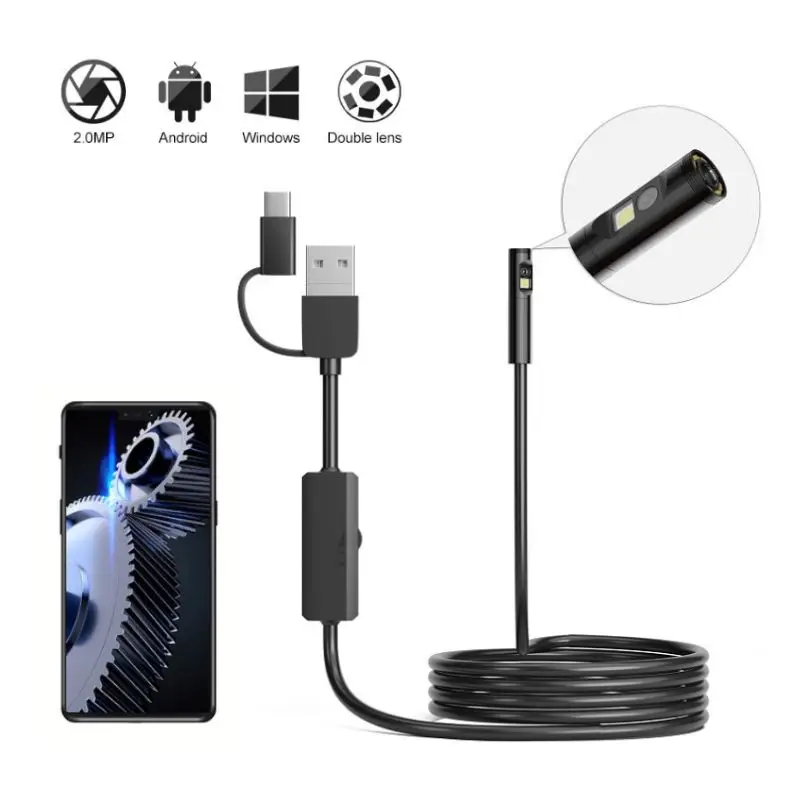 

LMS CAP Dual Lens USB Endoscope Camera Flexible 8mm Borescope HD Pipe Inspection Camera for OTG Android Smartphone PC Notebook