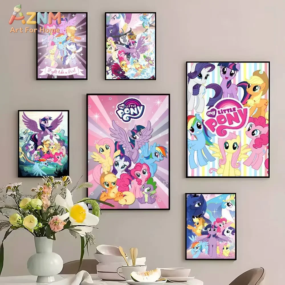 1 Stück Cartoon My L-Little P-Pony Pink Poster Wandkunst für Bar Wohnzimmer Vintage Dekor