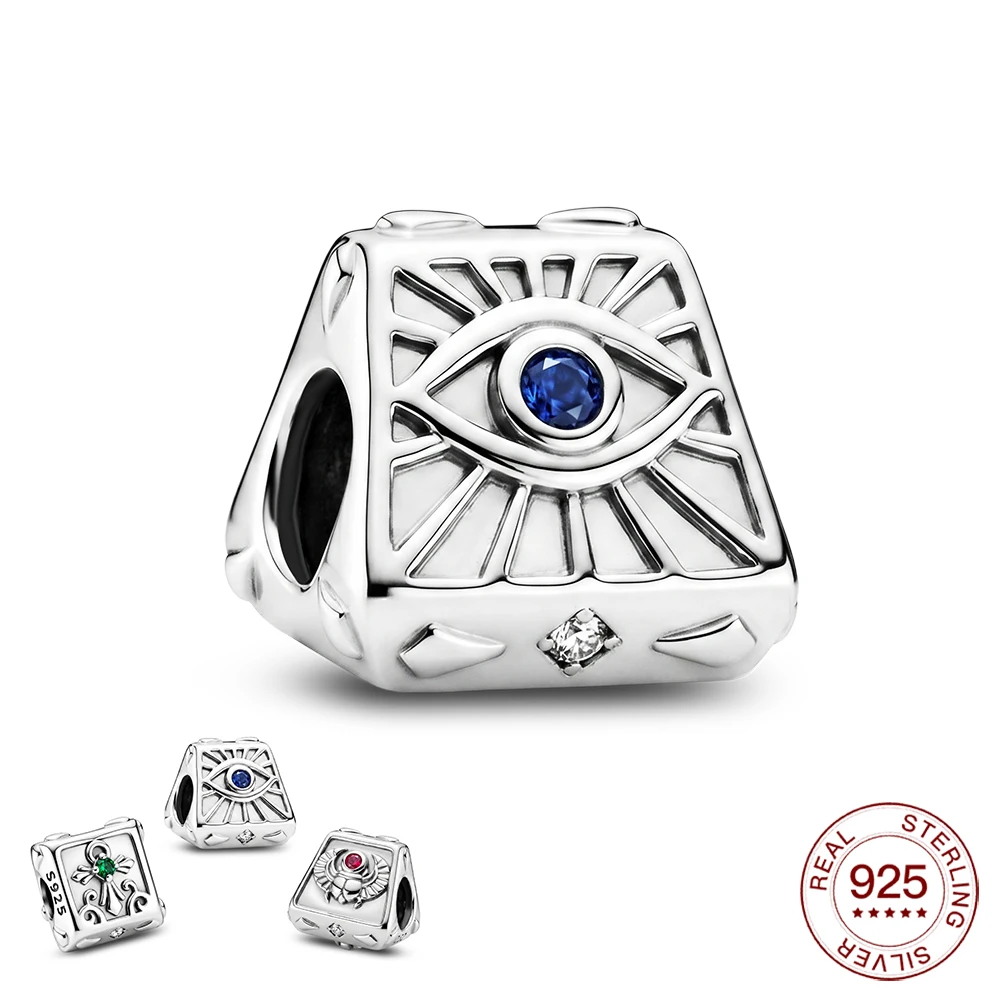 New 925 Sterling Silver Egyptian Culture Guardian Eye Beads Beetle Charms Jewelry Making For Classic Bracelet Ladies DIY Gifts