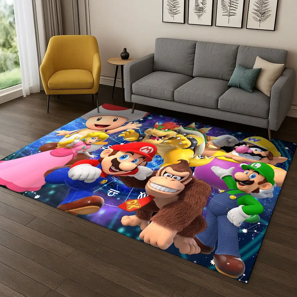 Tapis de dessin animé Super Mario Bros pour salle de jeux, salon, chambre à coucher, paillasson de maison, décor de cuisine, tapis de sol antidérapant pour jeu d'enfant, cadeau