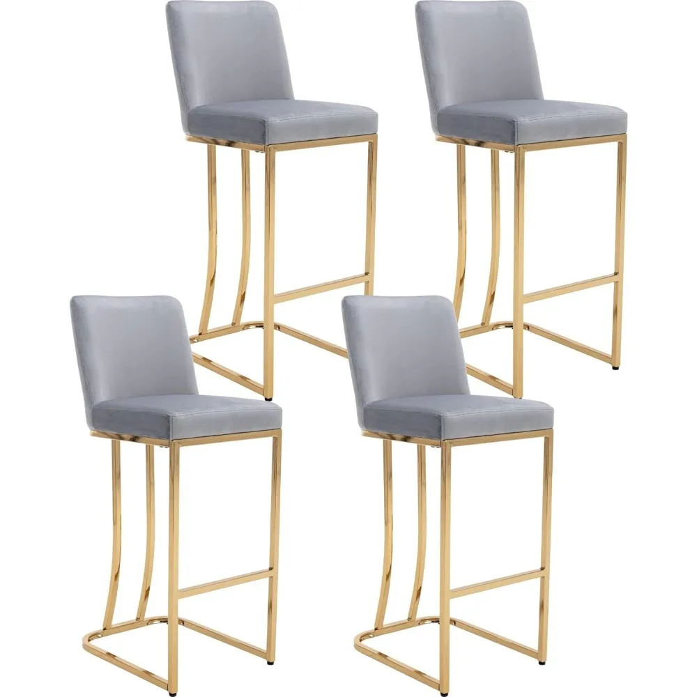 

Modern Kitchen Counter Height Bar Stools Set of 4, 30 Inch Velet Upholstered Gold Barstools bar Height with Back, Counter Stool