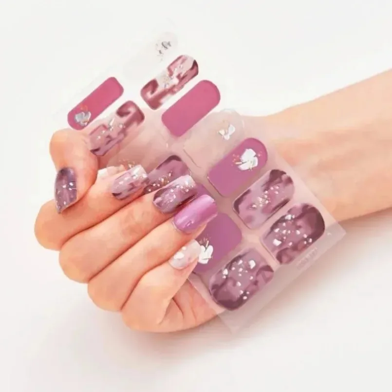 Trendy Semi Cured Gel Nail Stickers Waterproof Floristic 14Strips Gel Nail Polish Strips Full Cover Nail Patch DIY  Making