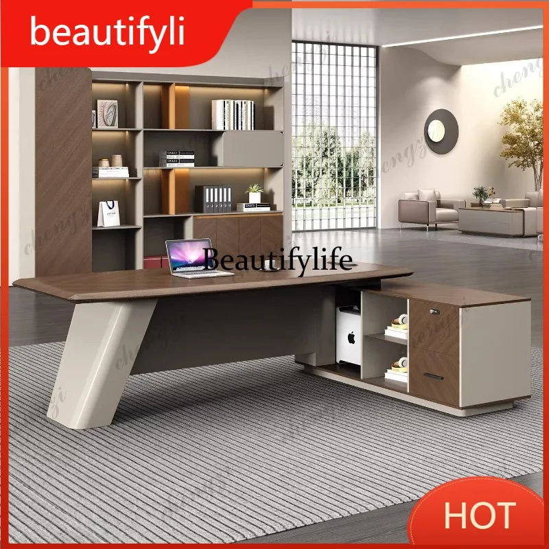A139 Boss Manager Desk, Premium Business  Single Desk and Chair Combination, High-End CEO Computer Desk