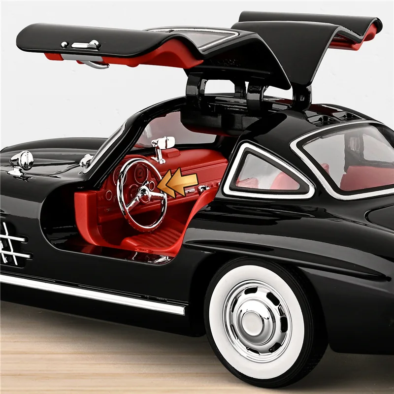 1:18 300SL Alloy Classic Sports Car Model Diecasts Metal Retro Old Vehicles Car Model High Simulation Sound Light Kids Toys Gift