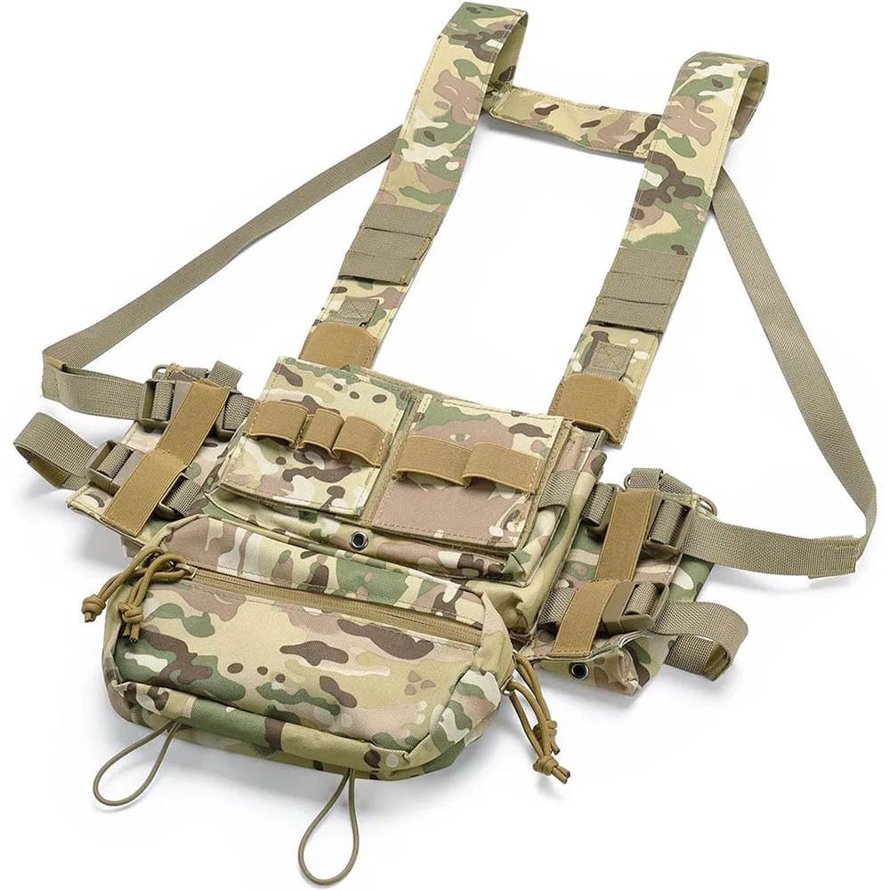 Outdoor Tactical Vest with MultiFunctional MOLLE Multi-Pocket Quick Release Chest Rig for Hiking Camping Training Military