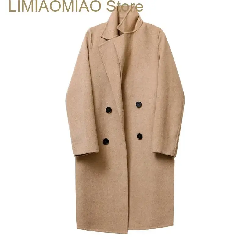 

New women's autumn/winter cashmere double-sided coat neutral wind double-breasted coat