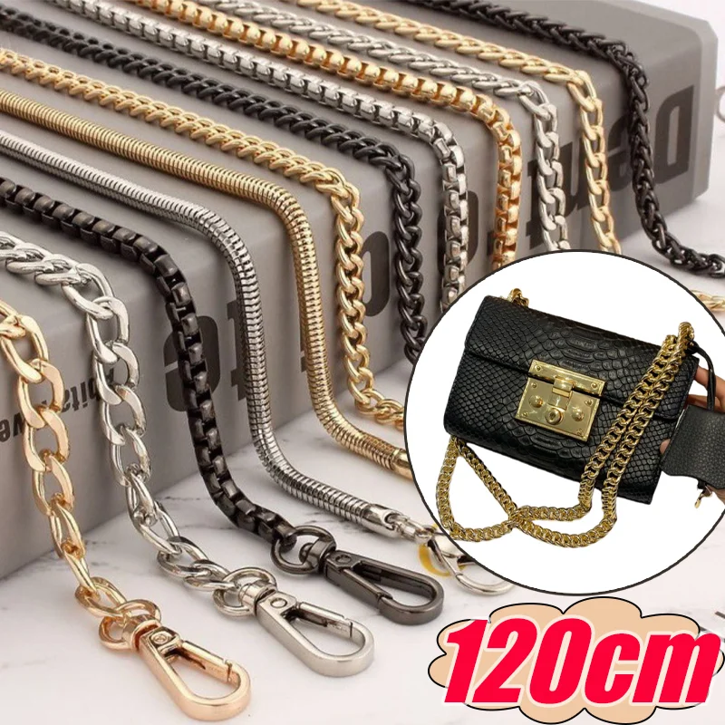 Bolso de aluminio y Metal de 120cm, correa de cadena con asa, bolso de hombro tipo bandolera para bricolaje, cadenas de repuesto de Metal, piezas