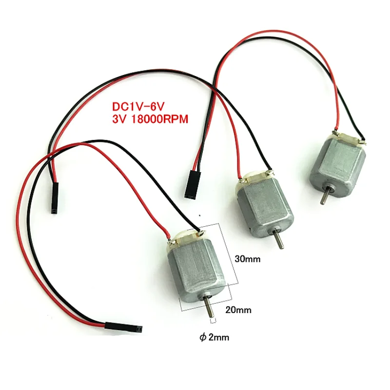 

3PCS/LOT 130 DC Motor With Wire 3V 18000RPM DIY Robot DC Motor, 1V--6V Car Model Motor