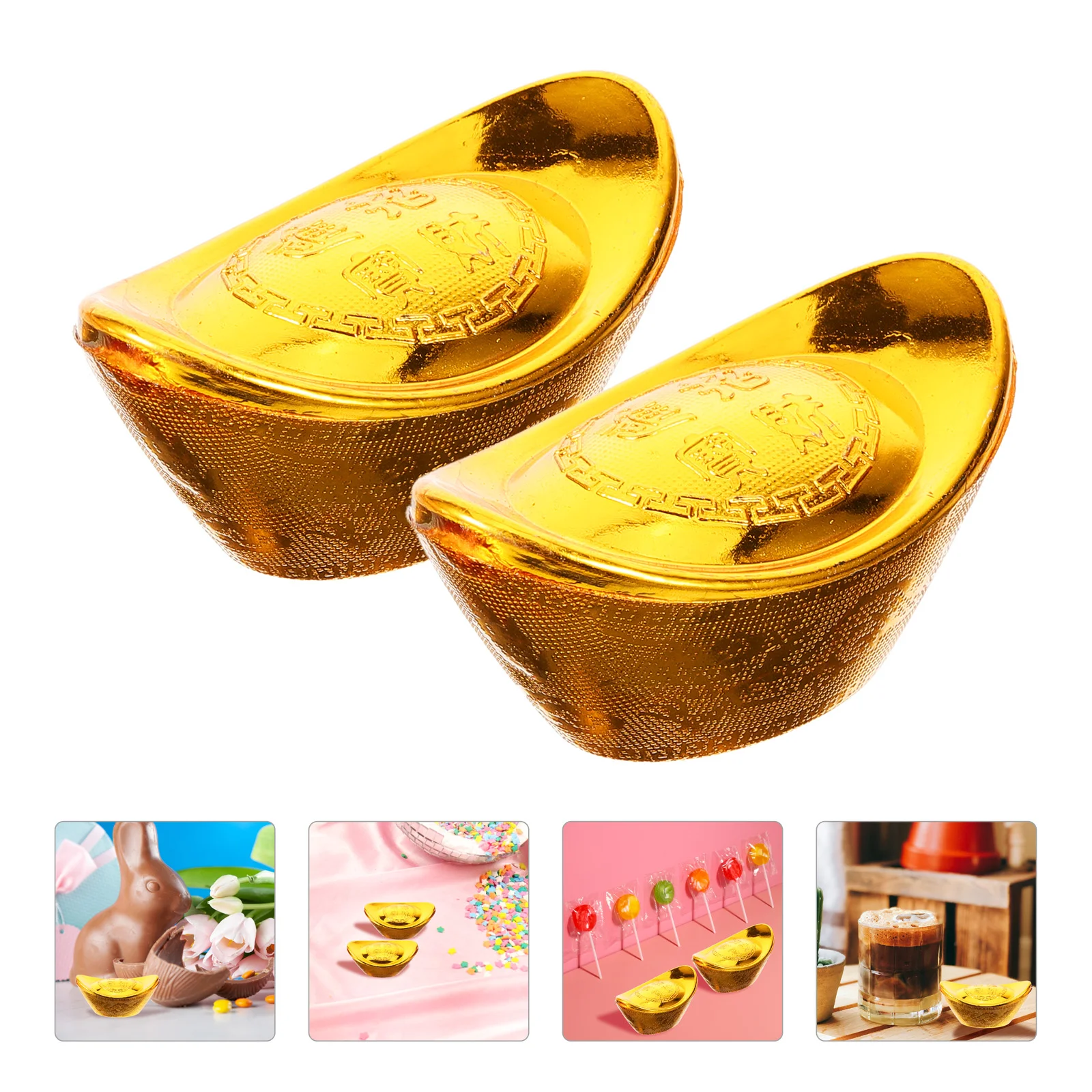 12 Pcs Ingot Candy Box Gold Toy Ornaments Decorate Table Plastic Model Simulation