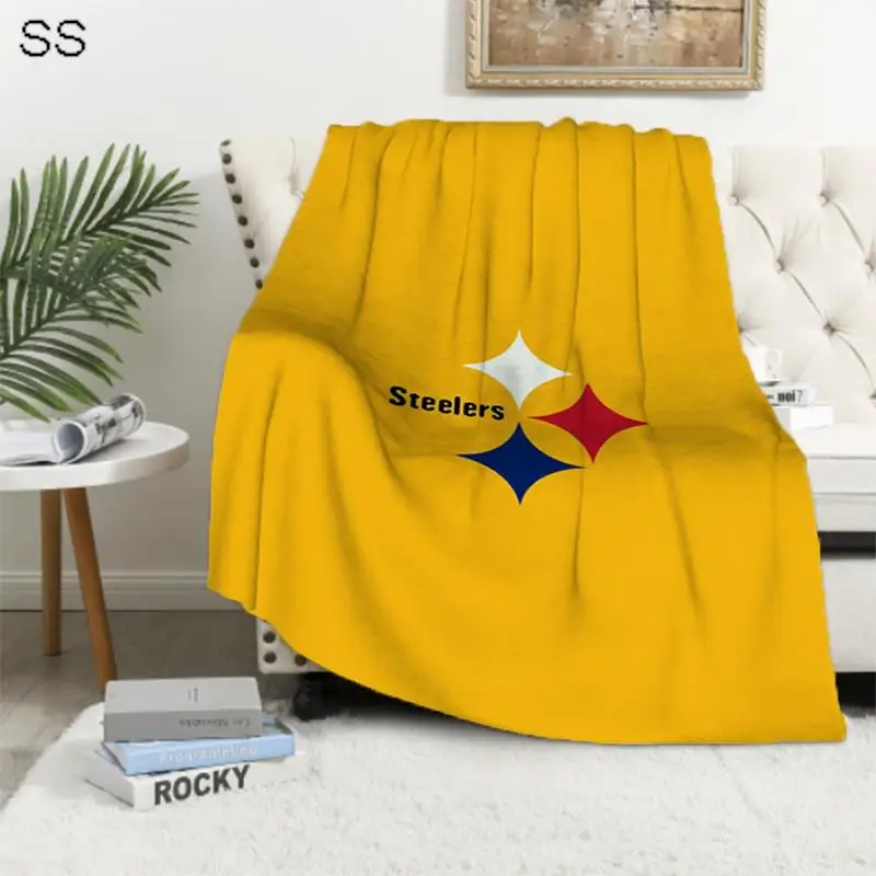 Pittsburgh Steelers Logo Blanket Microfiber Bedding Plaid Blankets for Decorative Sofa King Lid Throwing Catnap Downy Knee Bed