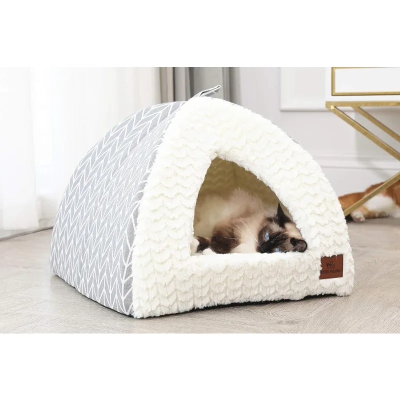 Cat Bed for Indoor Cats,Medium Large Cats Cave Bed,Machine Washable,Removable Cushion Cover,Small Dogs Tent Bed