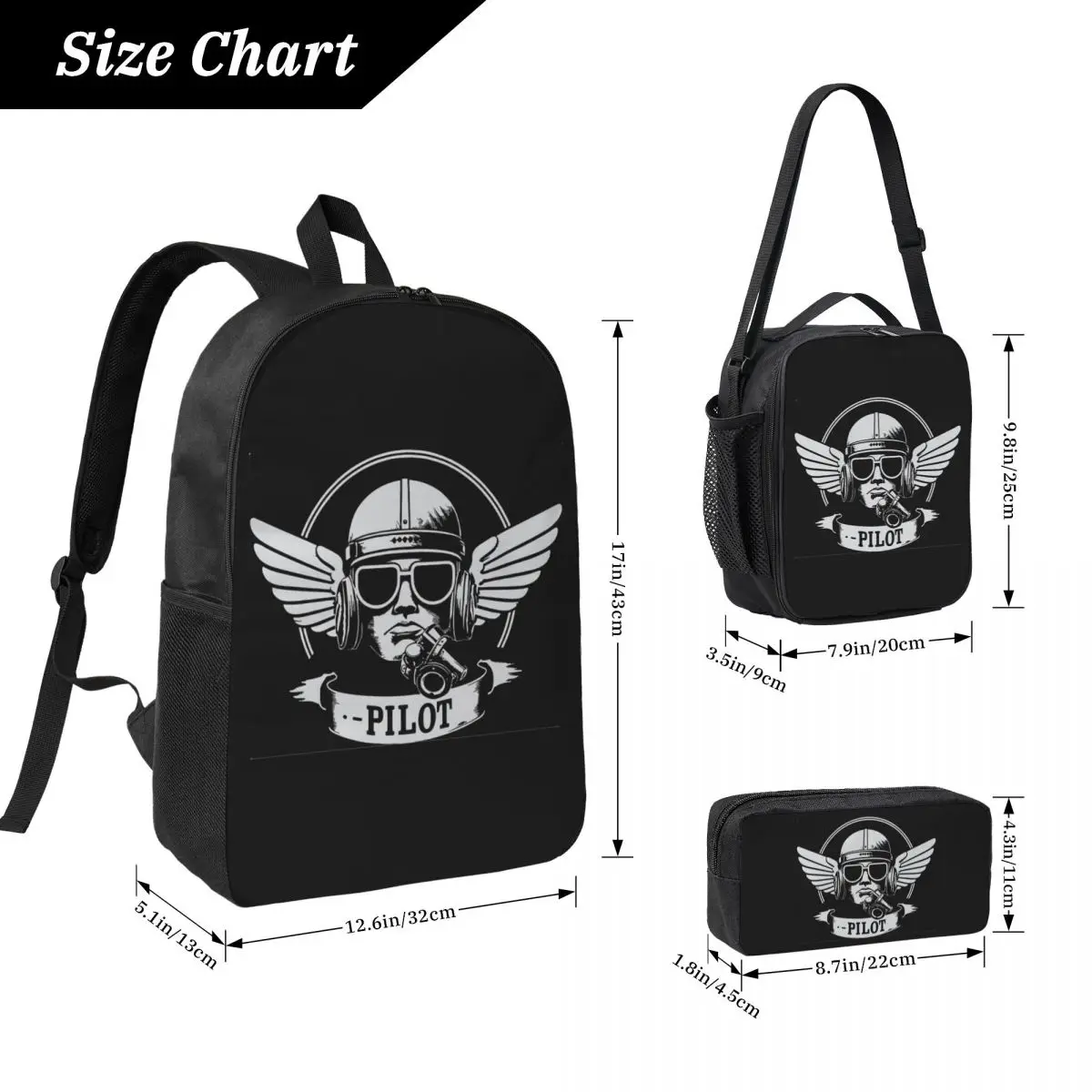 Pilot Backpack Student BookBag School Bag Laptop Shoulder Bags 3ps Insulated Lunch Bag Pencil Case