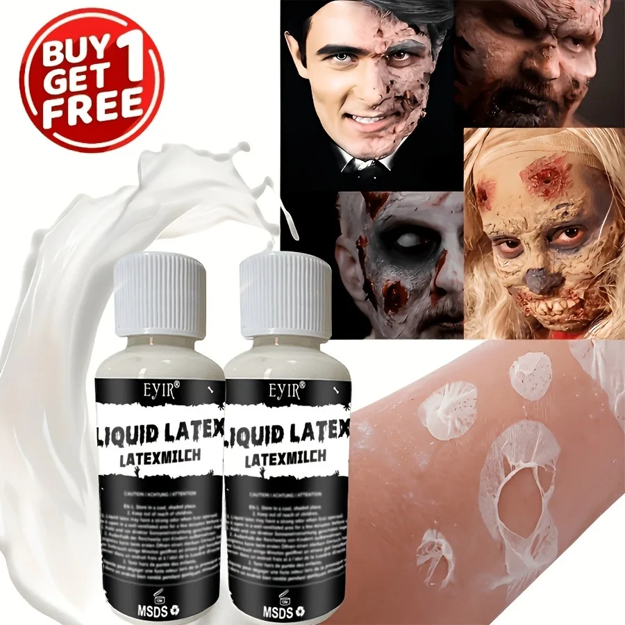 EYIR Halloween SFX Flüssiglatex Make-up Set 2 Stück 30ml Kunsthaut Effekt für Spezialeffekt Make-up Zombie Monster Kostüm – Detail 2
