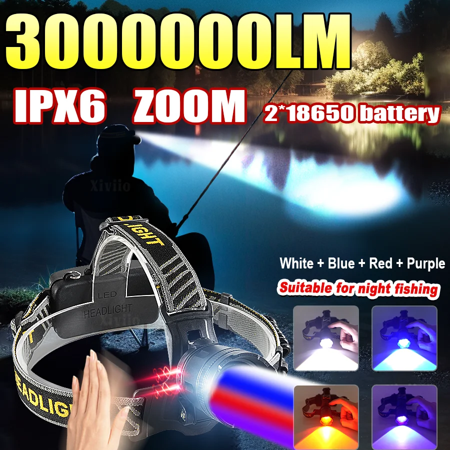 

2025 4 * мощный светодиодный налобный фонарь, портативная USB-перезаряжаемая лампа, супер мощный налобный фонарик, светодиодный налобный фонарь дальнего действия для рыбалки