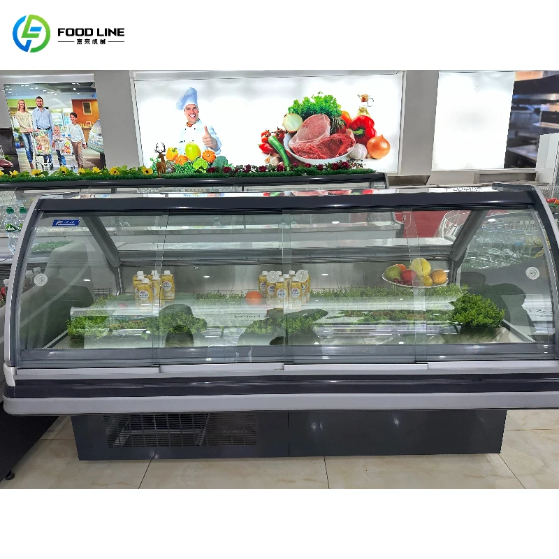 Customized Commercial Horizontal Refrigerated Display Showcase Food Display Fridge with Ventilation System for Cooked Food