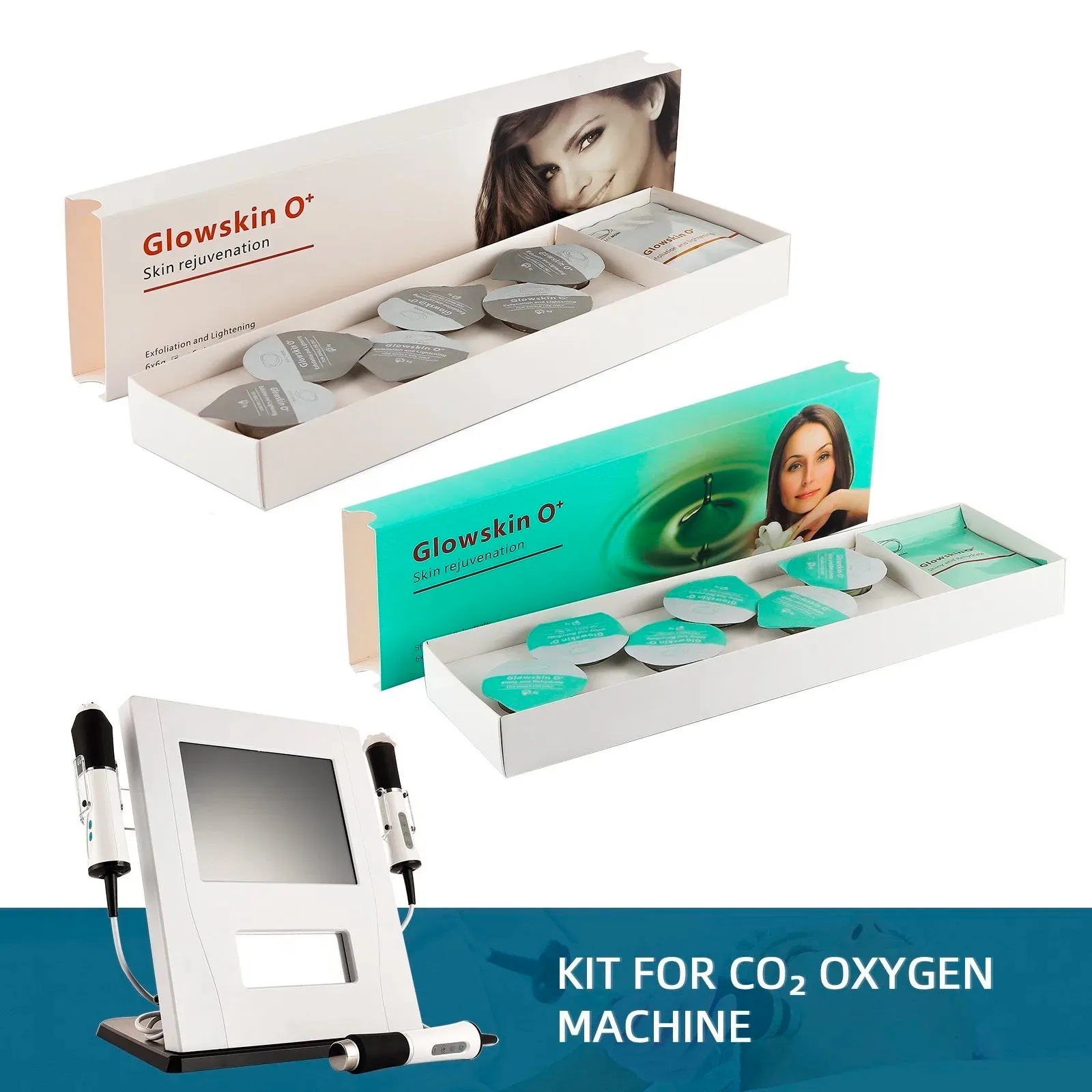 Co2 Oxygen Bubble Treatment Kit Glowskin Capsule Pods for Facial Skin Rejuvenation Tightening Brightening Beauty Device Home Use