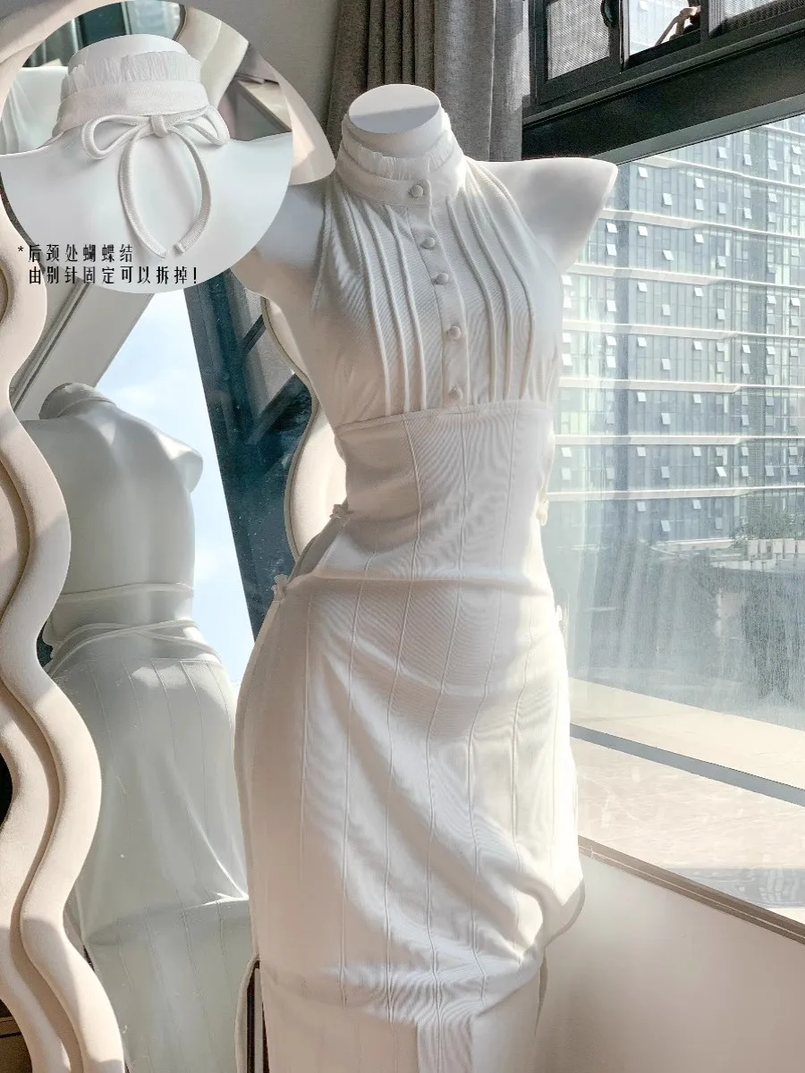 فريرين في الجنازة دوجين السرخس تأثيري ازياء السرخس هالوين ازياء للنساء السرخس فستان أبيض مرن مثير