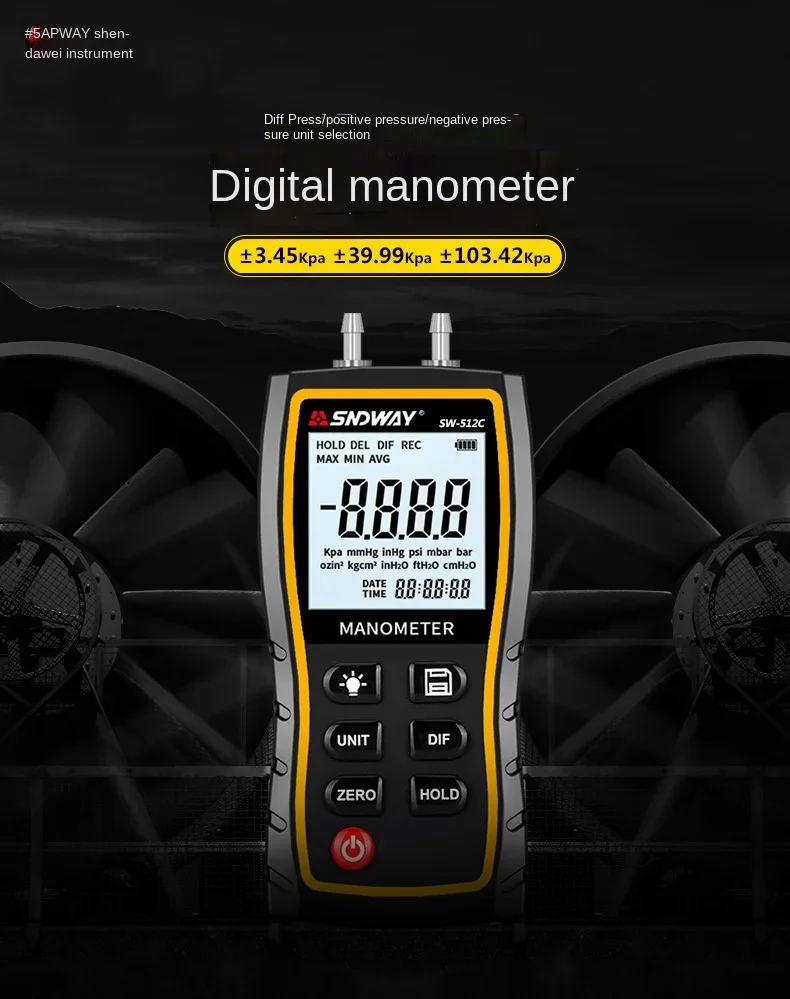 Sndway Digitale Differentiële Gage Manometer Vacuüm Druk Tester Positieve Druk Negatieve Druk Drukverschil