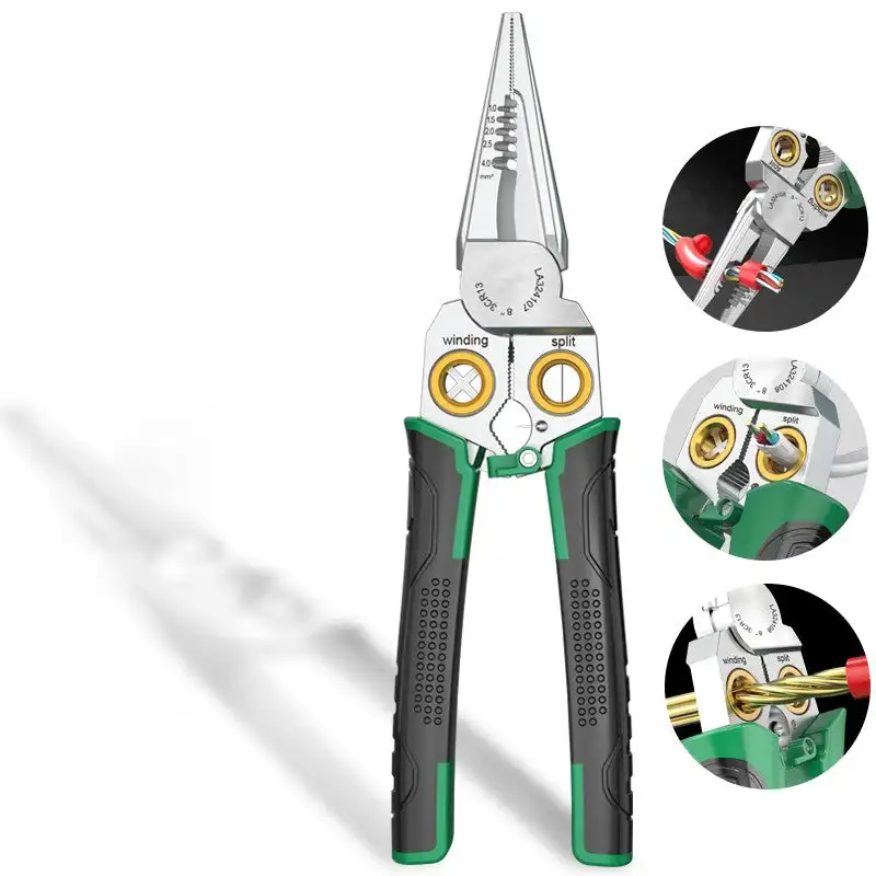 

8-in-1 Multifunctional Wire Stripping Pliers With Electrical Testing Function Cable Cutting Pressing Wires Strippers