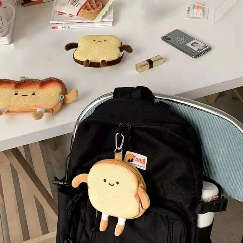 Creative Bread Toast Plush Shoulder Bag Girls Coin Purse Card Holder Female Casual Cute Cartoon Handbags Storage Crossbody Tote