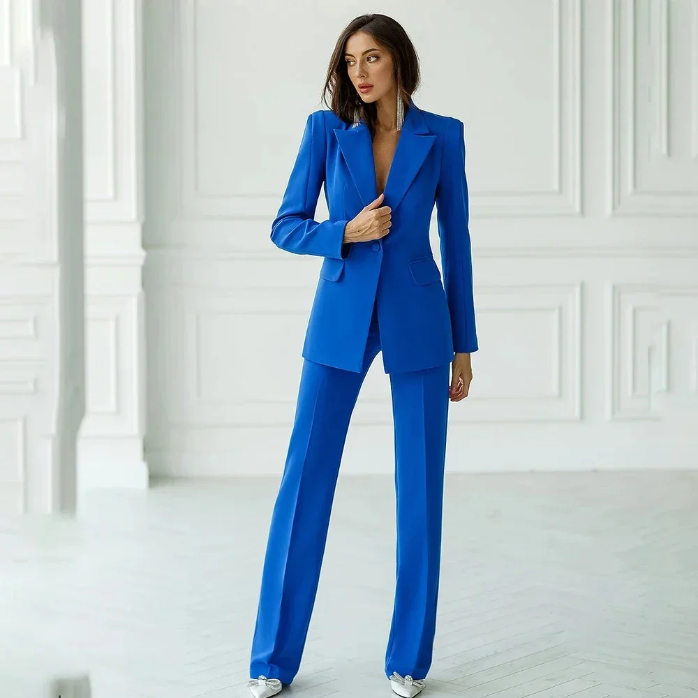

Women's two-piece 2025 fashionable solid color top and pants set suitable for office suits