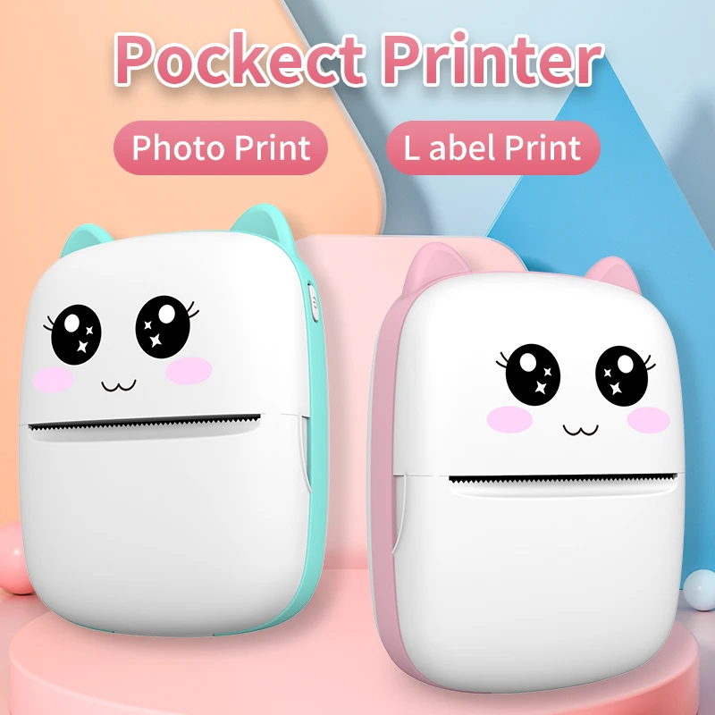 Mini-printer, Thermal Printer Ink-free Portable Sticker Printer Compatible with IOS and Android, Wireless Photo Printing Tags