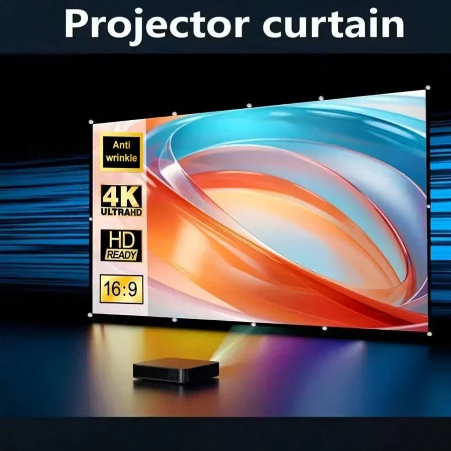 Projector Screen Movie Foldable And Portable 16:9 Anti-Crease Indoor Outdoor Projection Double Sided Video Projector Screen