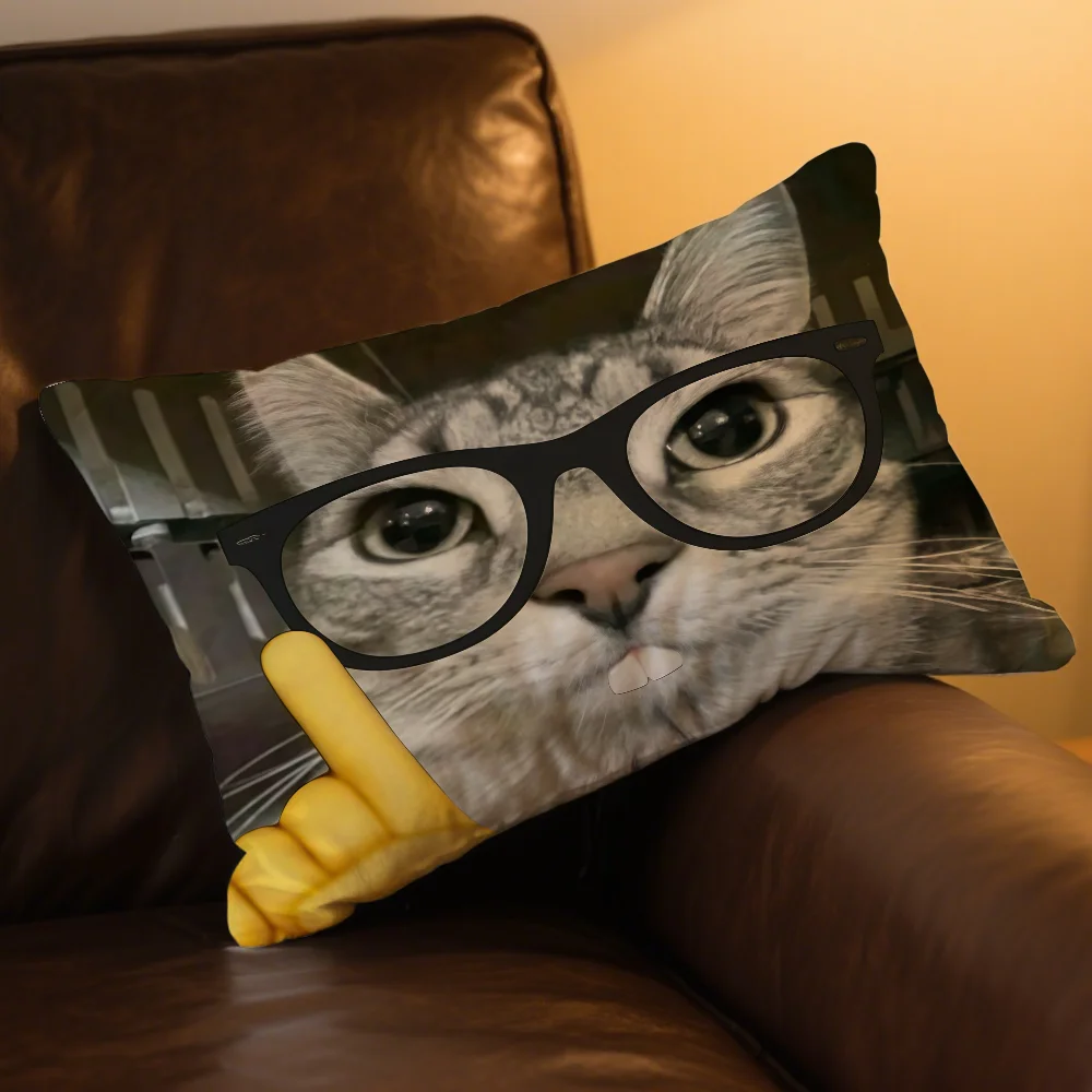 Kissenbezug Rechteckiger Kissenbezug mit Wassermelonen-Druck für Bett, Sofa, Zimmer, Lustige Katze, Witzige Heimdekoration Kissenhülle – Detail 3
